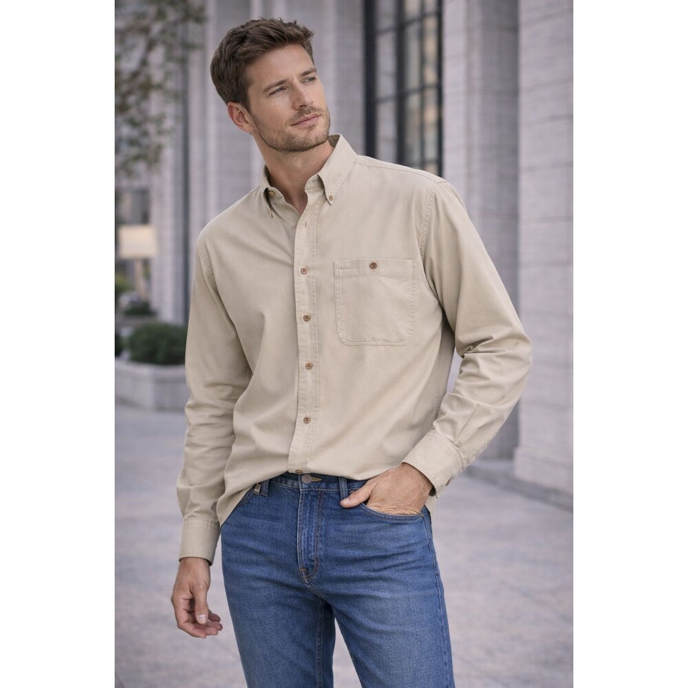 Vintage CHAPS RALPH LAUREN Button Down Shirt Men’s XL Beige 100% Cotton USA MADE